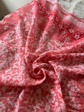 Floral Lightweight Large Scarf Red